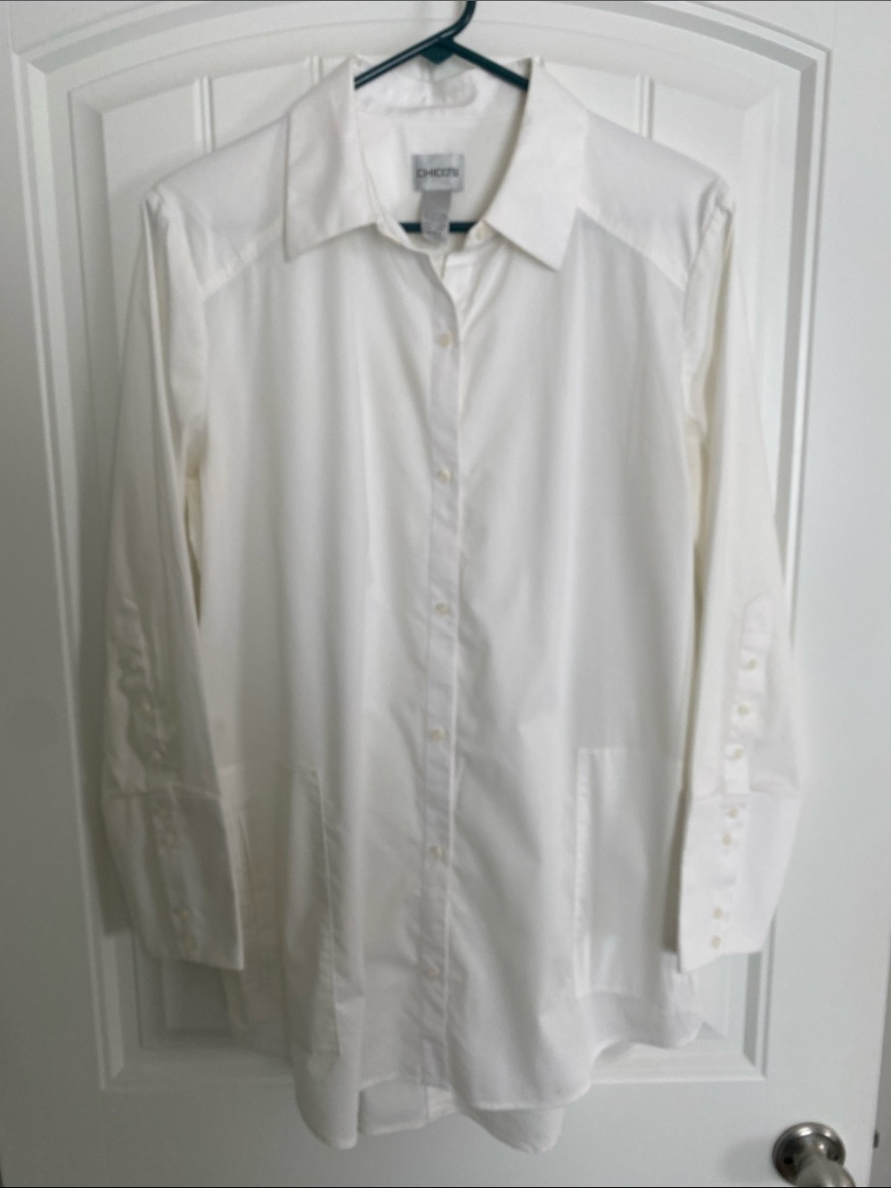 Chico's Cream-White Long Sleeve Button Front Shirt